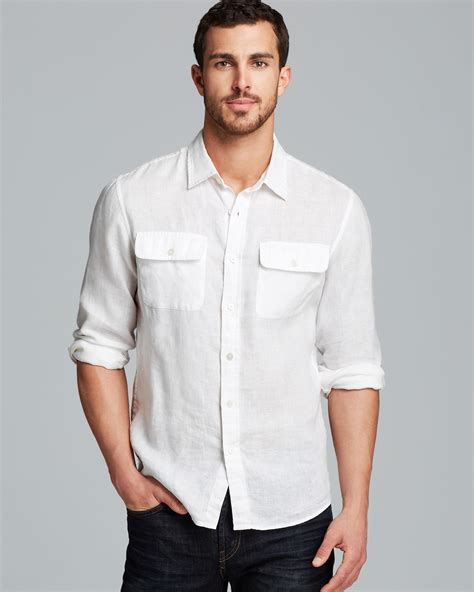 michael kors white t shirt mens|Michael Kors men's linen shirt.